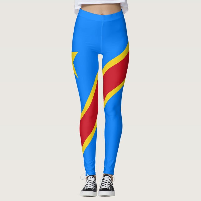 Kongo Kinshasa Flagga Leggings (Framsida)