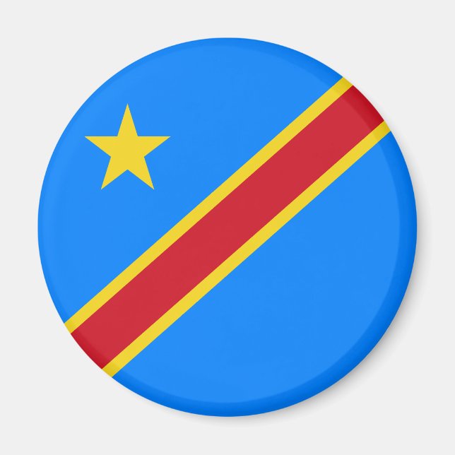 Kongo Kinshasa Flagga Magnet (Framsidan)