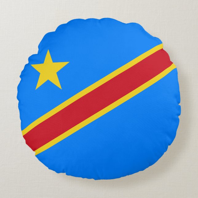 Kongo Kinshasa Flagga Rund Kudde (Framsidan)