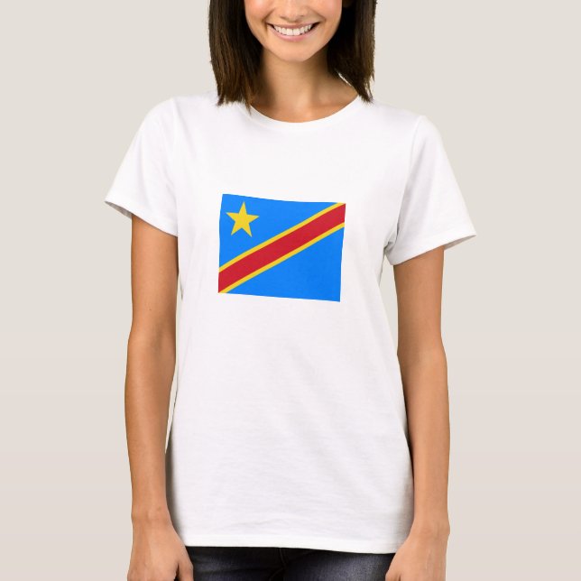 Kongo Kinshasa Flagga T Shirt (Framsida)