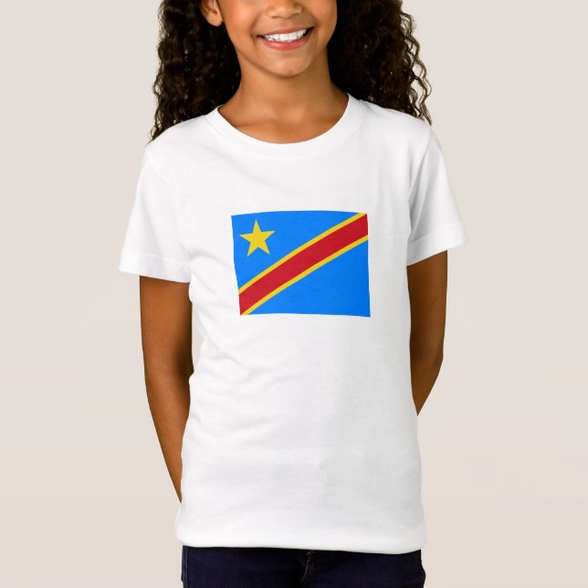 Kongo Kinshasa Flagga T Shirt (Framsida)