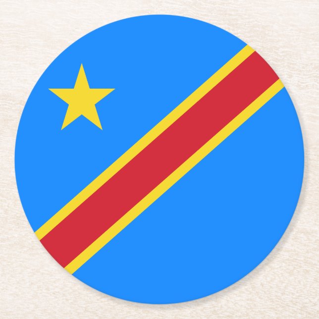Kongo Kinshasa Flagga Underlägg Papper Rund (Framsidan)