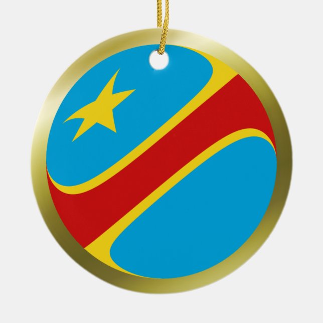 Kongo-Kinshasa Flaggprydnad Julgransprydnad Keramik (Framsidan)