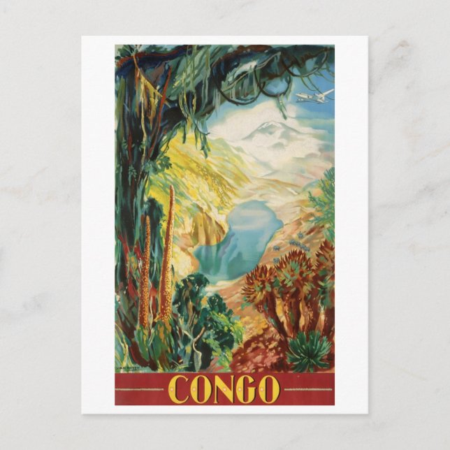 Kongo, Kongofloden, Afrika, landskap, vintage Vykort (Framsida)