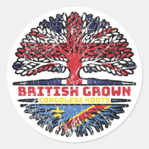 Kongo kongolesiska Förenade kungariket British Trä Runt Klistermärke