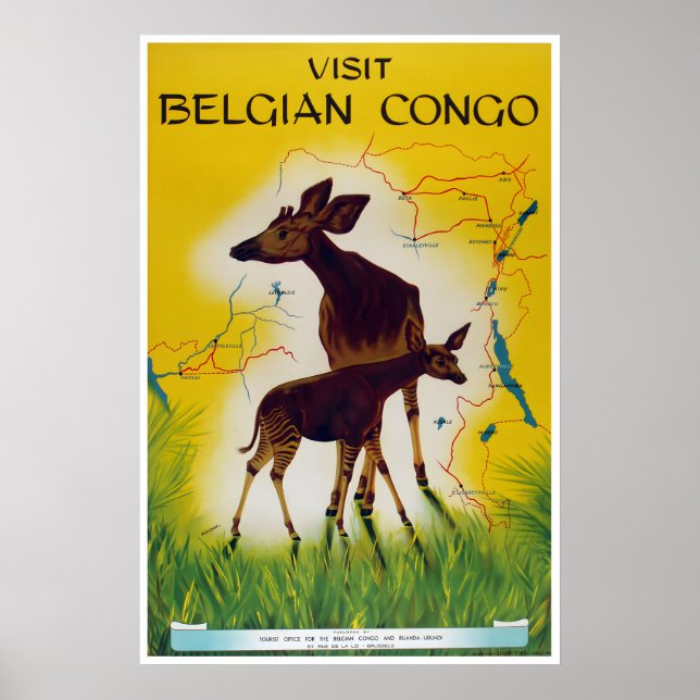 Kongo konst Afrika Resa Poster Afrikansk tryck (Framsidan)