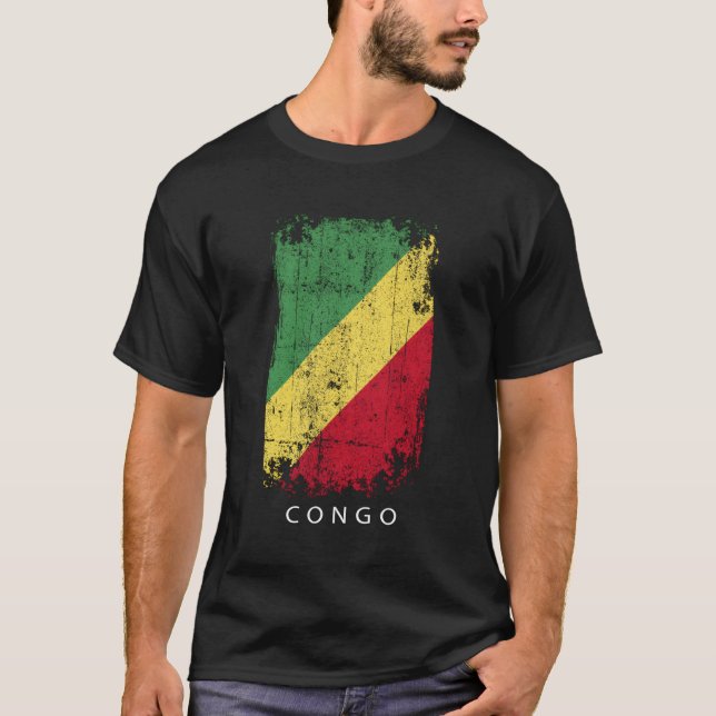 Kongo Land Flagga Kongo T Shirt (Framsida)