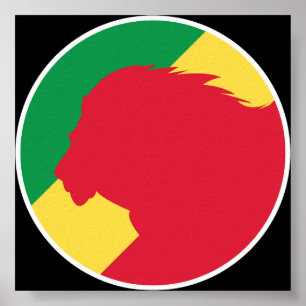Kongo Lejona kongolesiska nationella djur-Flagga Poster