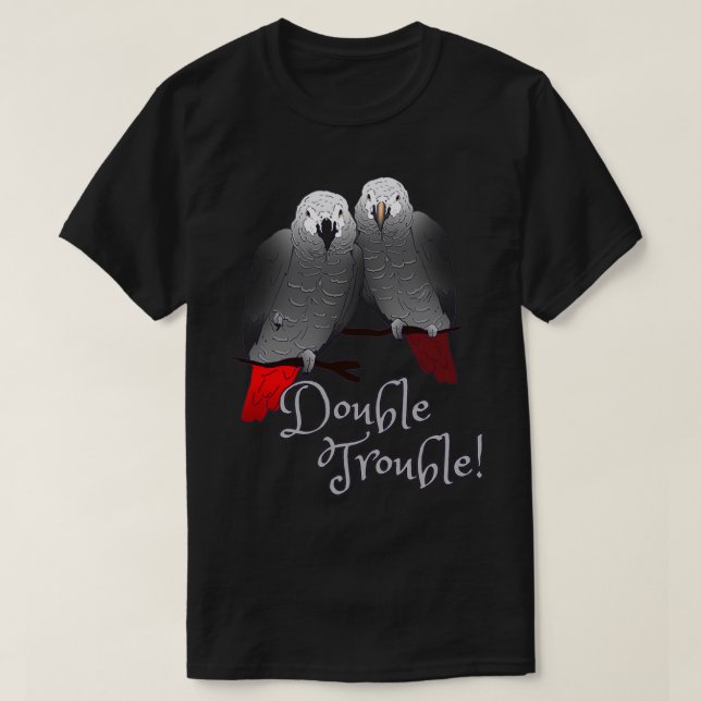 Kongo och Timneh African Grått Parrot T Shirt (Design framsida)