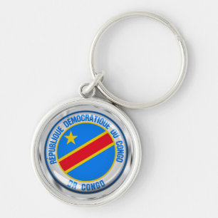 Kongo Round Emblem Rund Silverfärgad Nyckelring