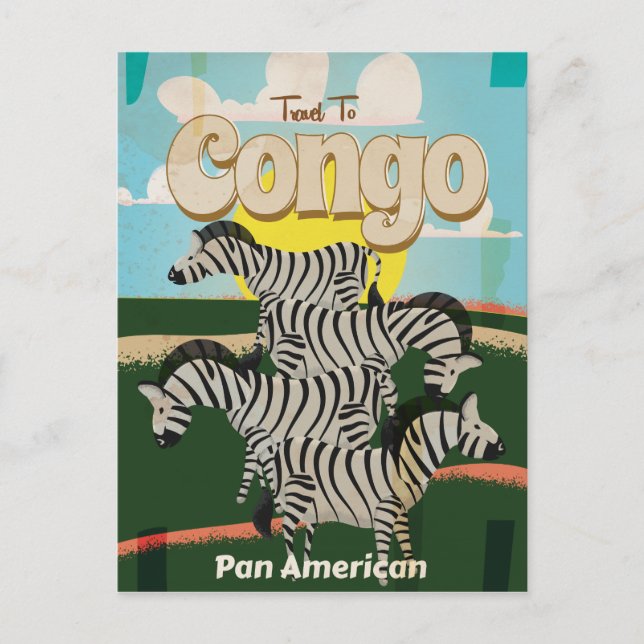 Kongo Vintage Resemaffisch. Vykort (Framsida)
