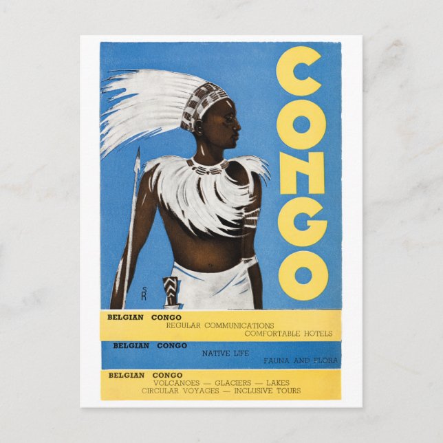 Kongo Vintage resor Poster återställt Vykort (Framsida)