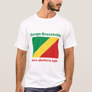 Kongofloden-Brazzaville flagga + Karta + T-shirt