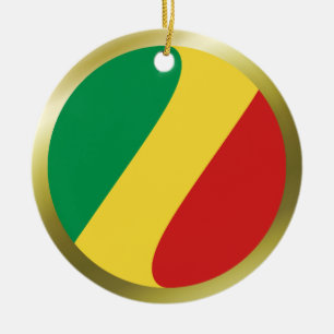 Kongofloden-Brazzaville flaggaprydnad Julgransprydnad Keramik