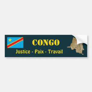 Kongofloden-Kinshasa flagga + Kartabildekal Bildekal