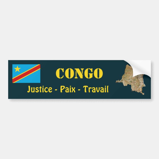 Kongofloden-Kinshasa flagga + Kartabildekal Bildekal (Framsidan)