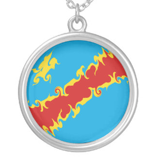 Kongofloden-Kinshasa Gnarly flagga Silverpläterat Halsband