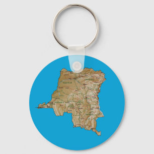 Kongofloden-Kinshasa karta Keychain Nyckelring