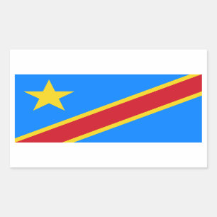 Kongofloden/kongolesisk Kinshasa flagga. Rektangulärt Klistermärke