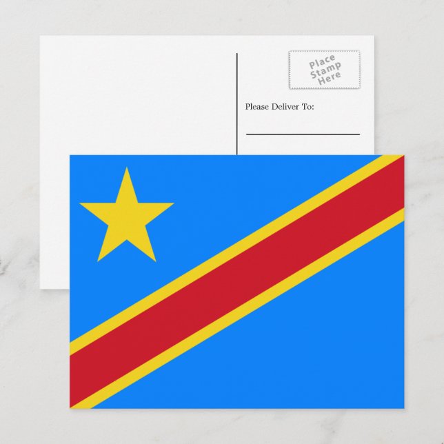 Kongolesisk flagga, Flagga för DR Kongo Vykort (Fram/baksida)