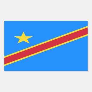 Kongos Kinshasa-flagga Rektangulärt Klistermärke