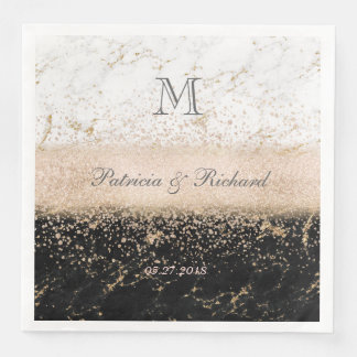Kongotti marble bröllop-konstverk från ro guld pappersservett