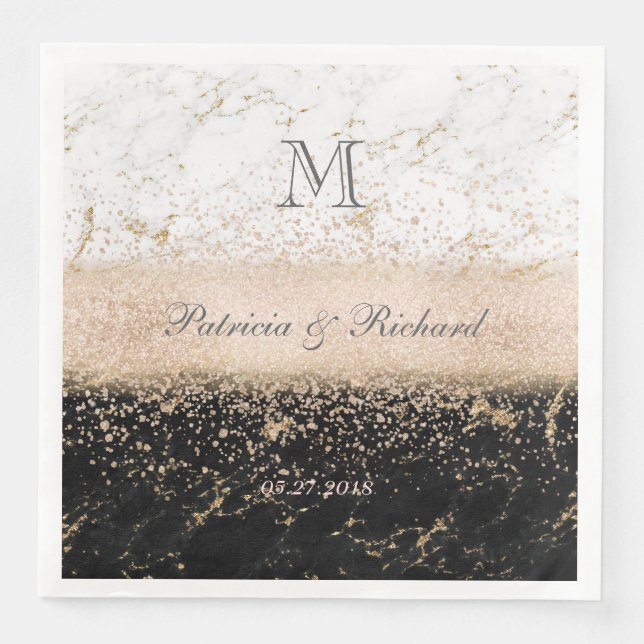 Kongotti marble bröllop-konstverk från ro guld pappersservett (Framsida)