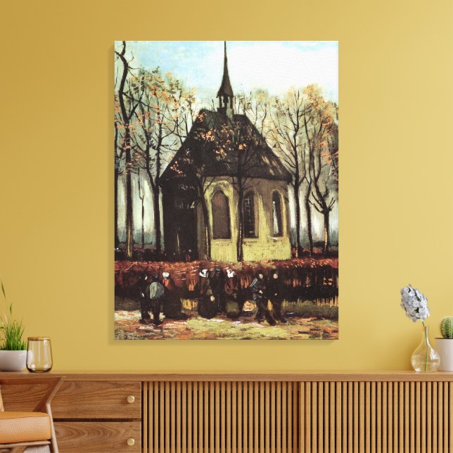 Kongregation i kyrkan, Nuenen, av Vincent van Gogh Canvastryck (Insitu (Vardagsrum))