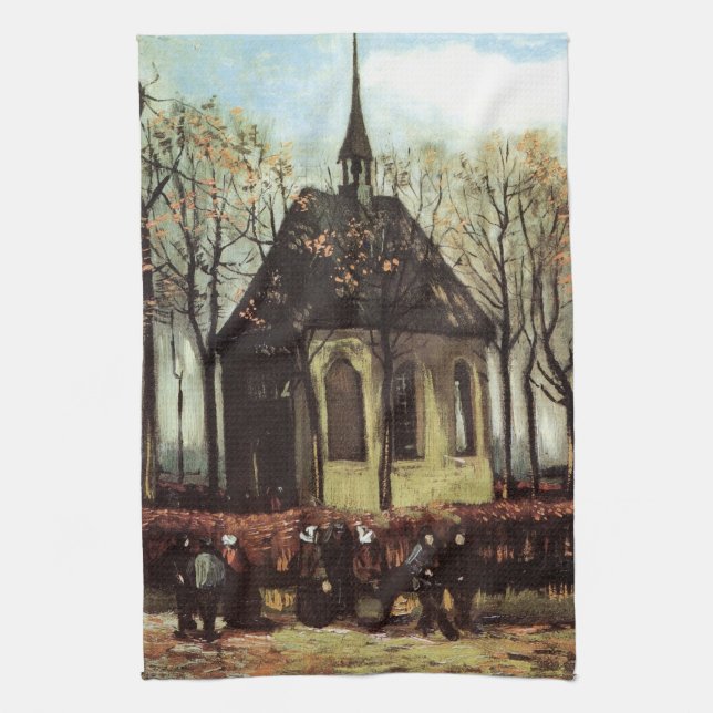 Kongregation i kyrkan, Nuenen, av Vincent van Gogh Kökshandduk (Vertikal)