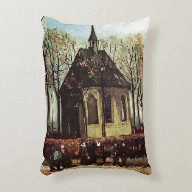 Kongregation i kyrkan, Nuenen, av Vincent van Gogh Prydnadskudde (Framsidan(Vertikal))