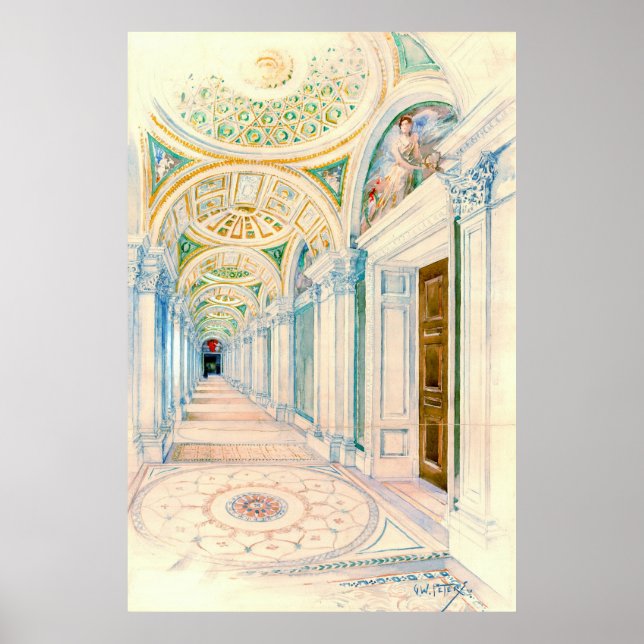 Kongressal Bibliotek Washington DC 1897 Poster (Framsidan)