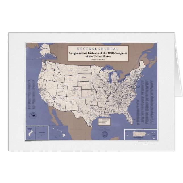 Kongressdistrikt av USA kartan Hälsningskort (Framsidan Horizontal)