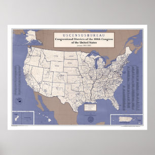 Kongressdistrikt av USA kartan Poster