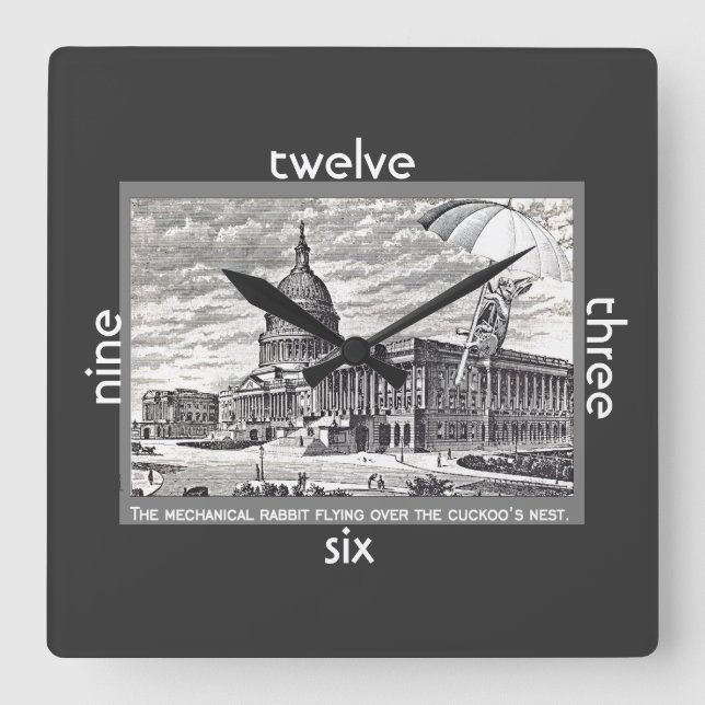 Kongressen är knäpp mekanisk kanin fyrkantig klocka (Framsida)