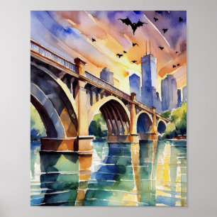 kongressen Avenue Fladdermus Bridge Austin Texas W Poster