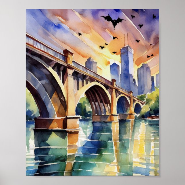 kongressen Avenue Fladdermus Bridge Austin Texas W Poster (Framsidan)