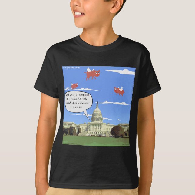 Kongressen & samtal om vapenvåld när grisar flyger tee shirt (Framsida)