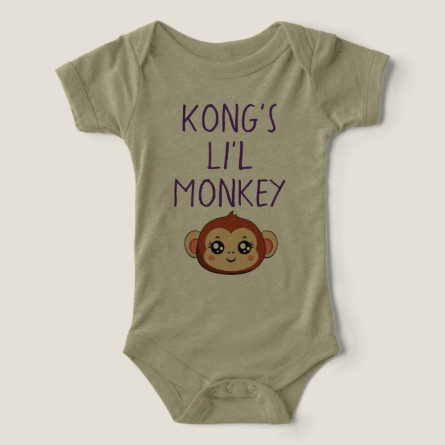 Kong's Li'l Monkey Baby Dräkt T Shirt (Design Framsida)