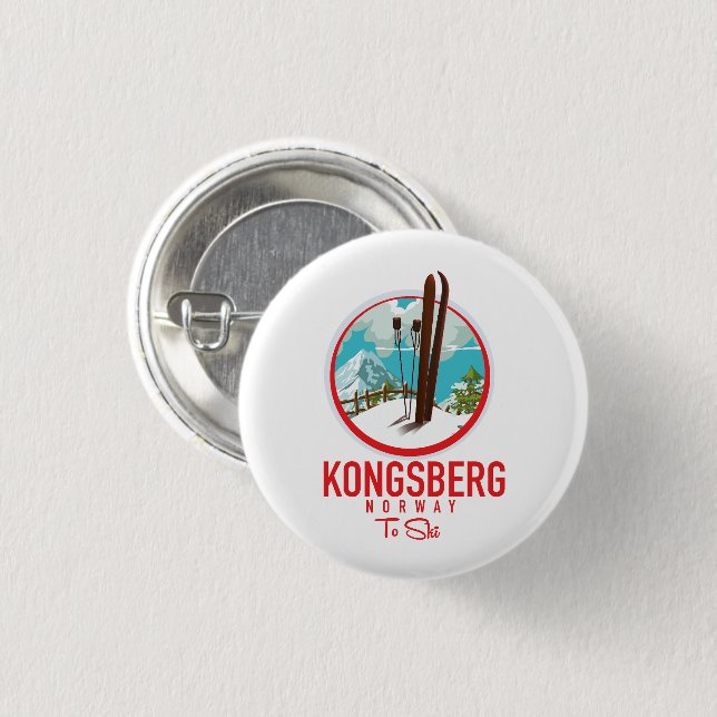 Kongsberg Norge Ski logotyp Knapp (Framsida & baksida)