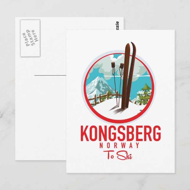 Kongsberg Norge skidlogo Vykort (Fram/baksida)