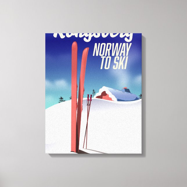 Kongsberg Norge skidresor affisch. Canvastryck (Framsida)