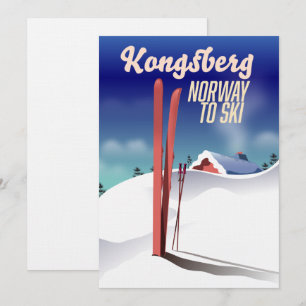 Kongsberg Norge skidresor affisch. Inbjudningar