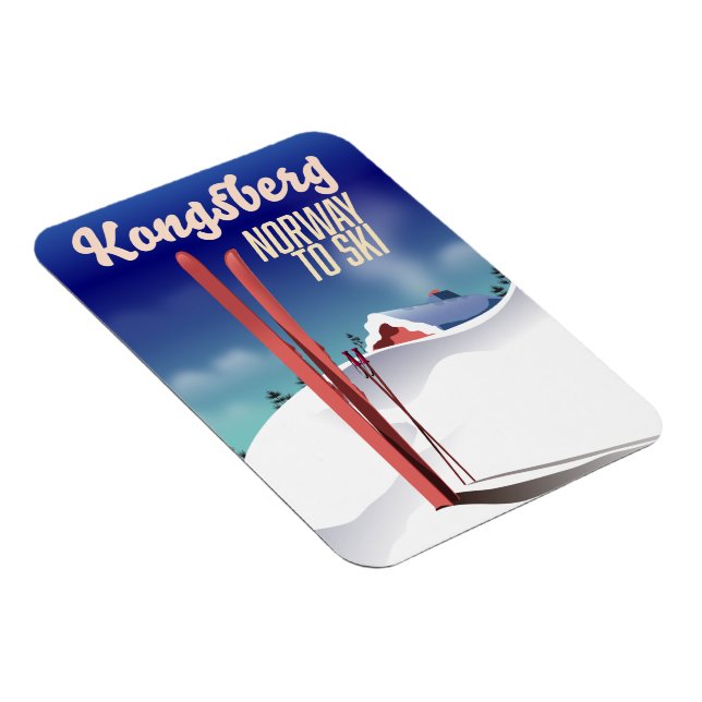Kongsbergs skidreseaffisch för norge. magnet (Högersidan)