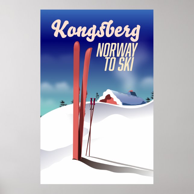 Kongsbergs skidreseaffisch för norge. poster (Framsidan)