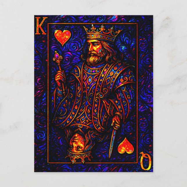 König und Königin der Herzen - Spielkarten Illustr Vykort (Framsida)