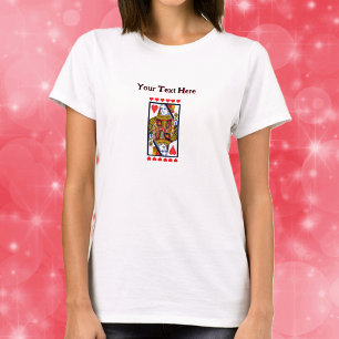 Königinnedam Hjärtan Spelkort Rader Röda Hjärtan T Shirt