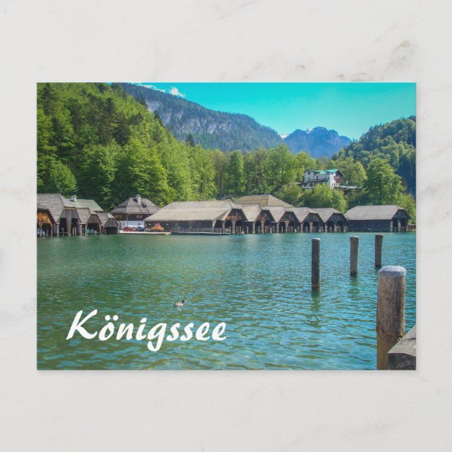 Königssee i Bayern på Tysklanda Boathouses Vykort (Framsida)