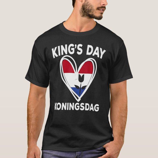 Koningsdag Nederländerna 2022 Tulip Heart Day Kung T Shirt (Framsida)