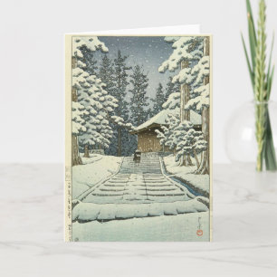 Konjikido i Snö, Hiraizumi av Kawase Hasui Kort