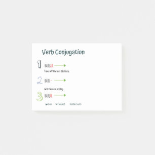 Konjugeringspraxis i spanska verb (nuvarande menin post-it block